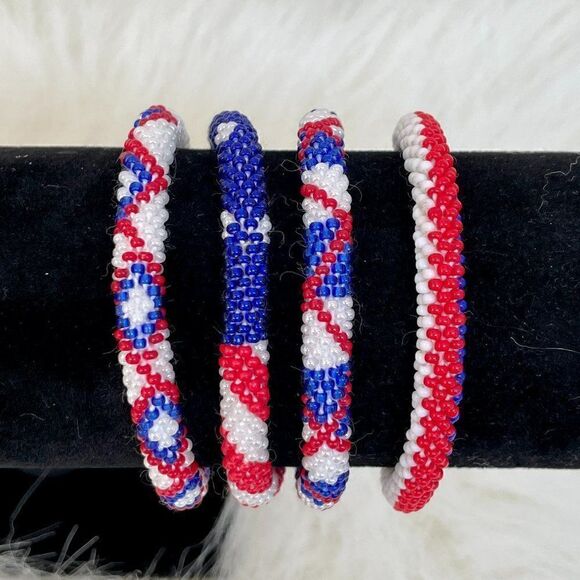HAND CRAFTED in Nepal Beaded Bracelets (set of 4) #301 - Picture 5 of 5